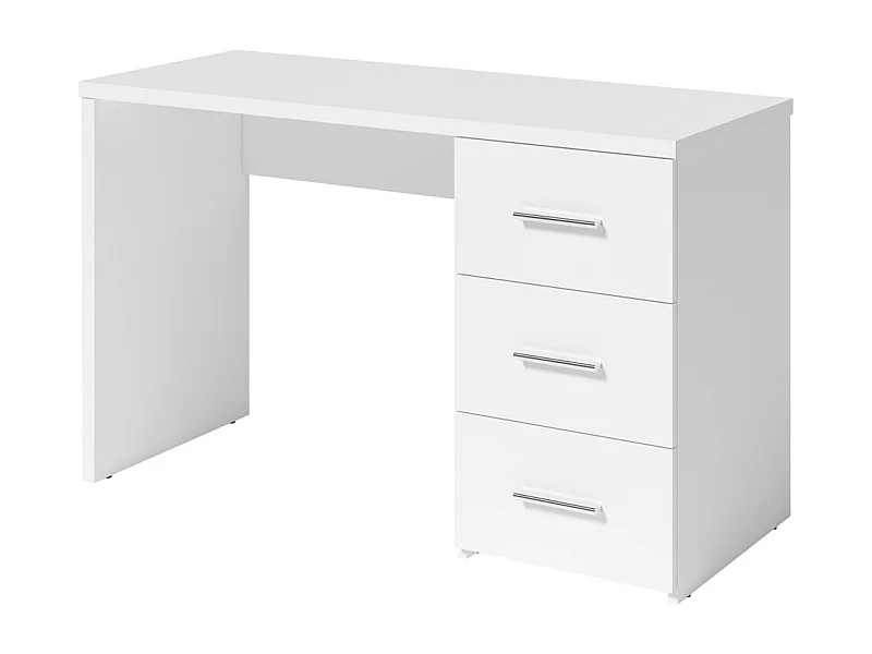 Bureau LUNIS blanc – 3 grands tiroirs – Design minimaliste et rangement généreux