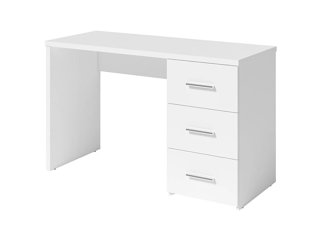 Bureau LUNIS blanc – 3 grands tiroirs – Design minimaliste et rangement généreux
