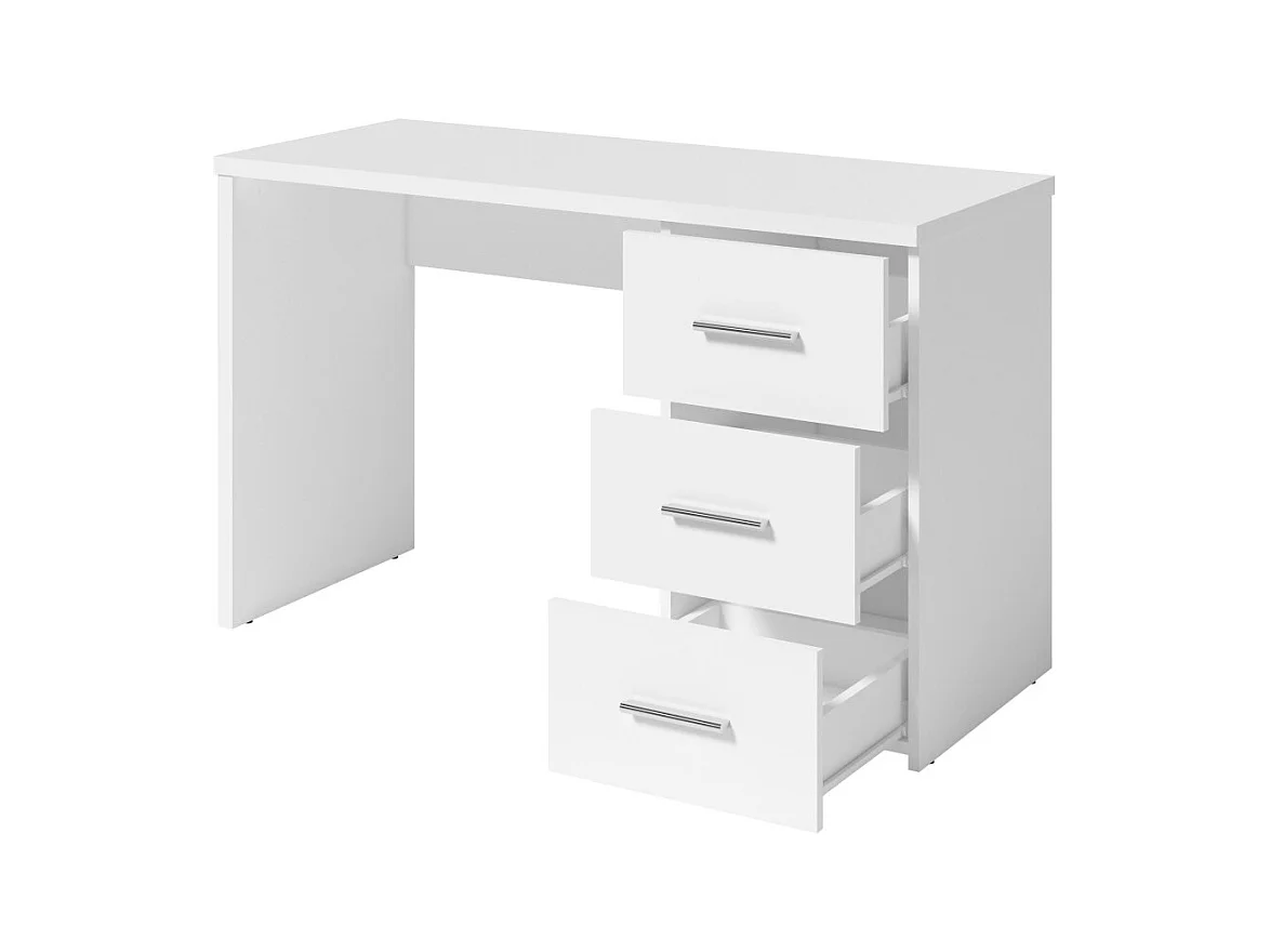 Bureau LUNIS blanc – 3 grands tiroirs – Design minimaliste et rangement généreux