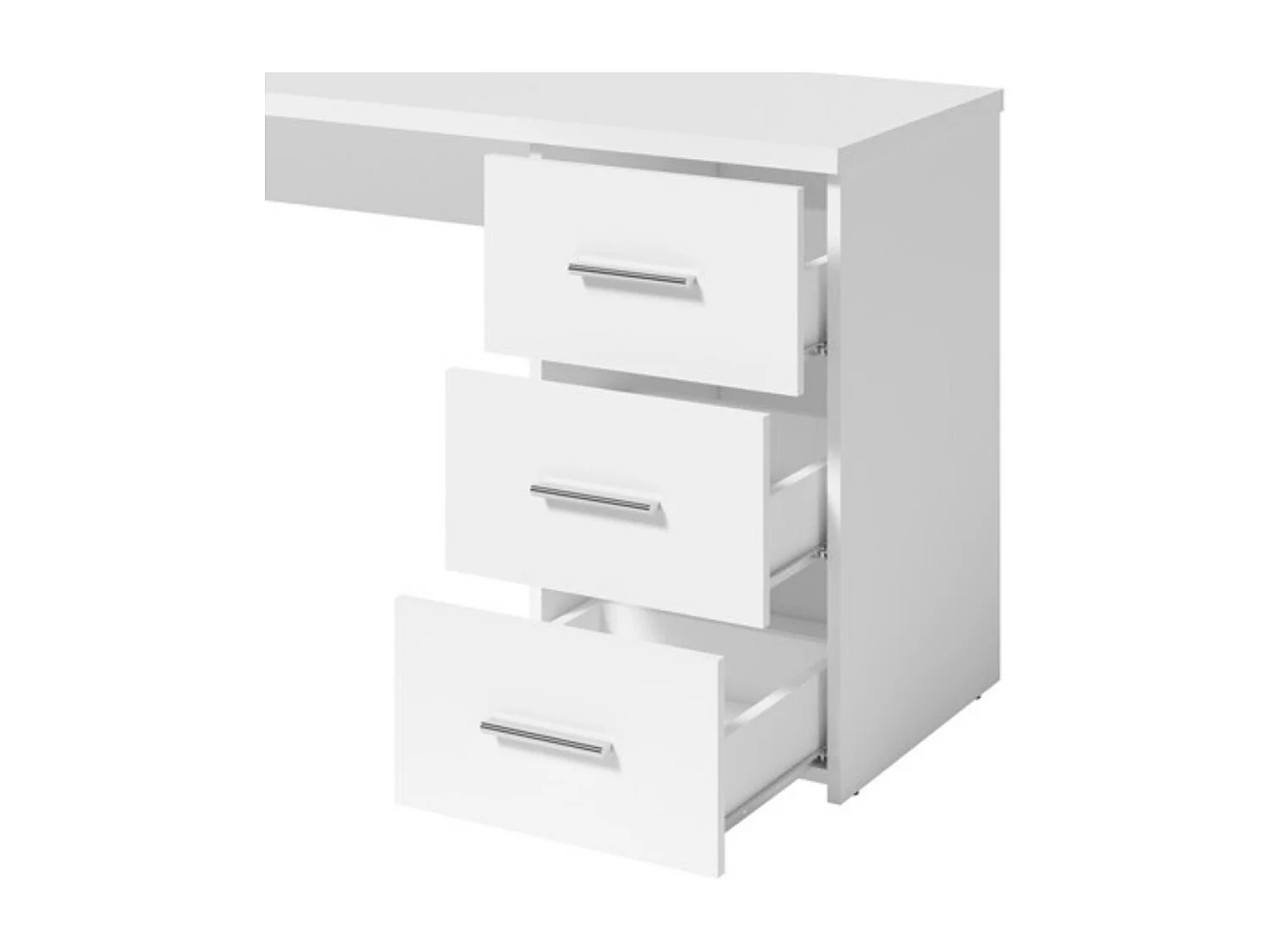 Bureau LUNIS blanc – 3 grands tiroirs – Design minimaliste et rangement généreux