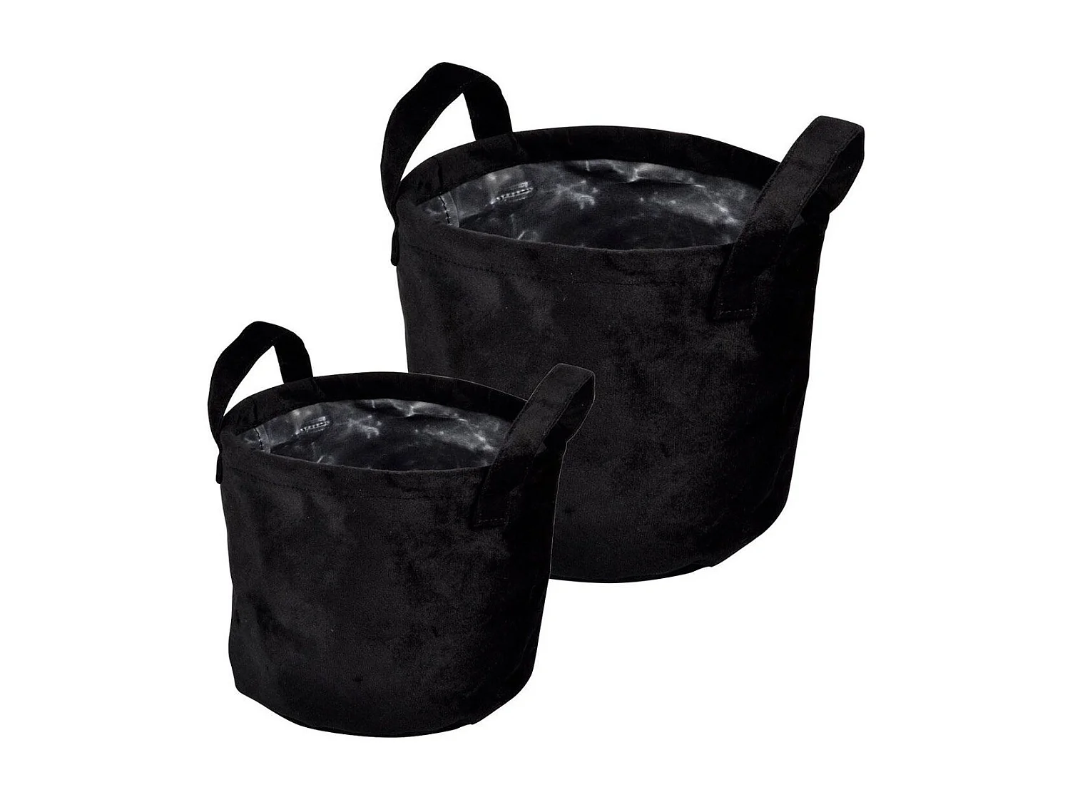 Lot de 2 Panières Rondes "Velvet" 19cm Noir
