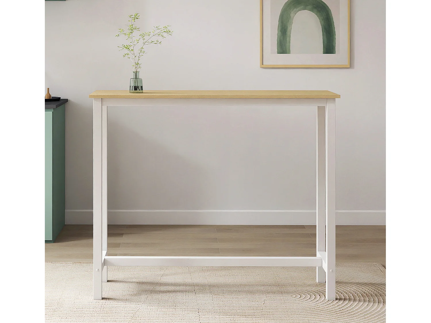 Mesa alta para Cocina Comedor en Blanco y Sonoma 120x40x100cm Ani