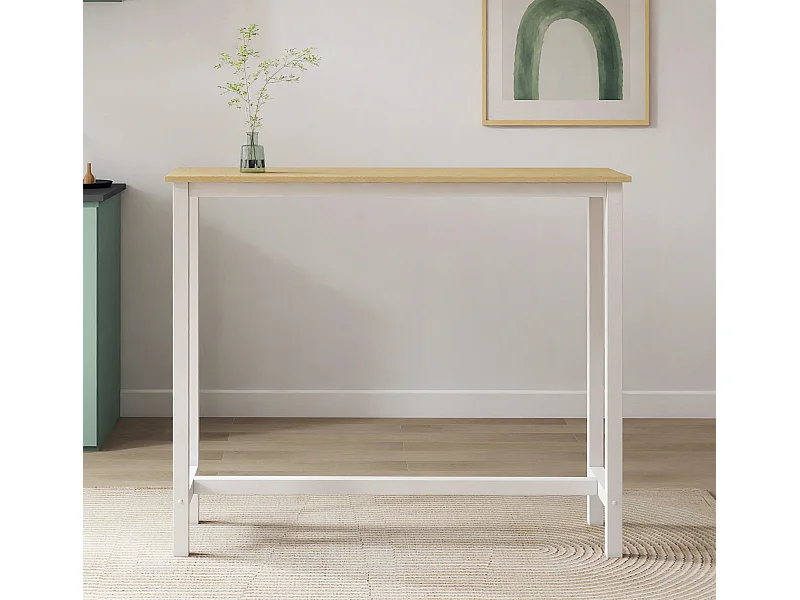 Table haute pour Cuisine Salle à manger en Blanc et Sonoma 120x40x100cm Ani