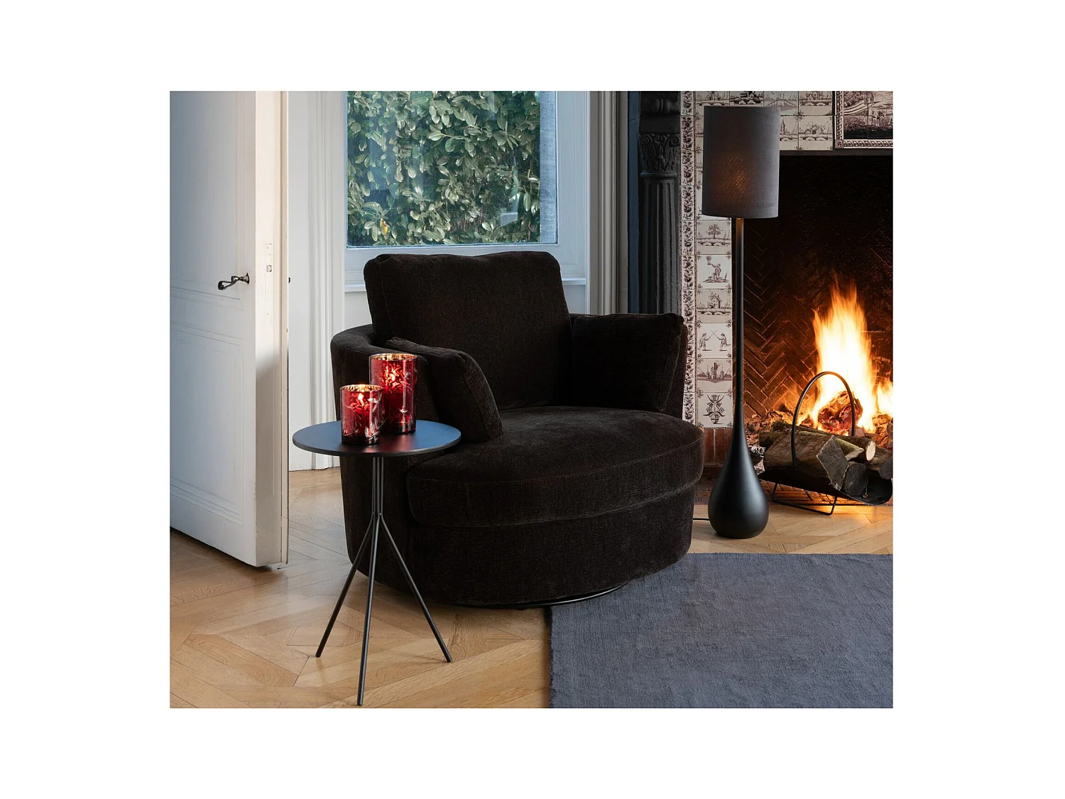 Fauteuil Pivotant "Swiv" 109cm Marron Foncé