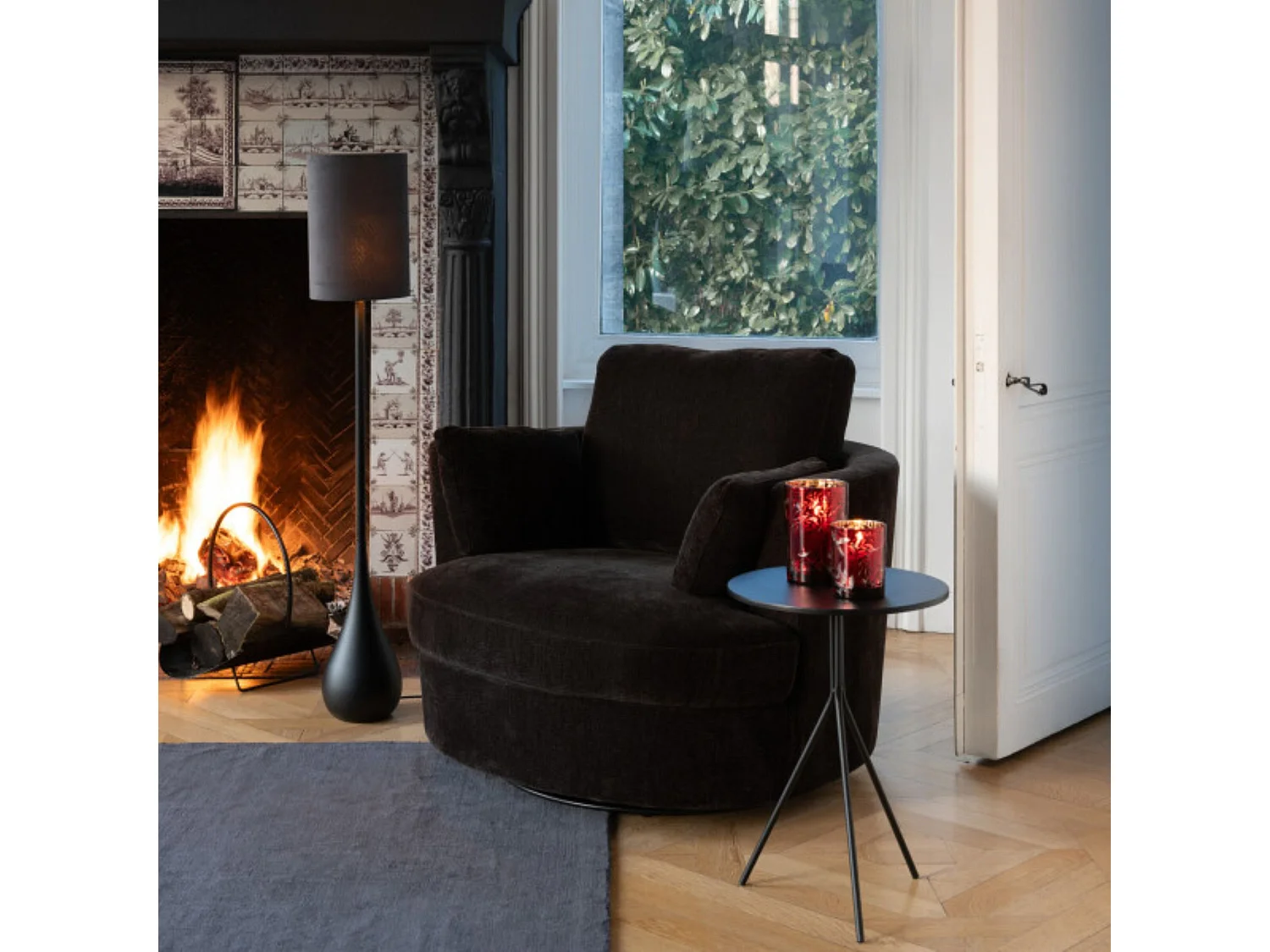 Fauteuil Pivotant "Swiv" 109cm Marron Foncé