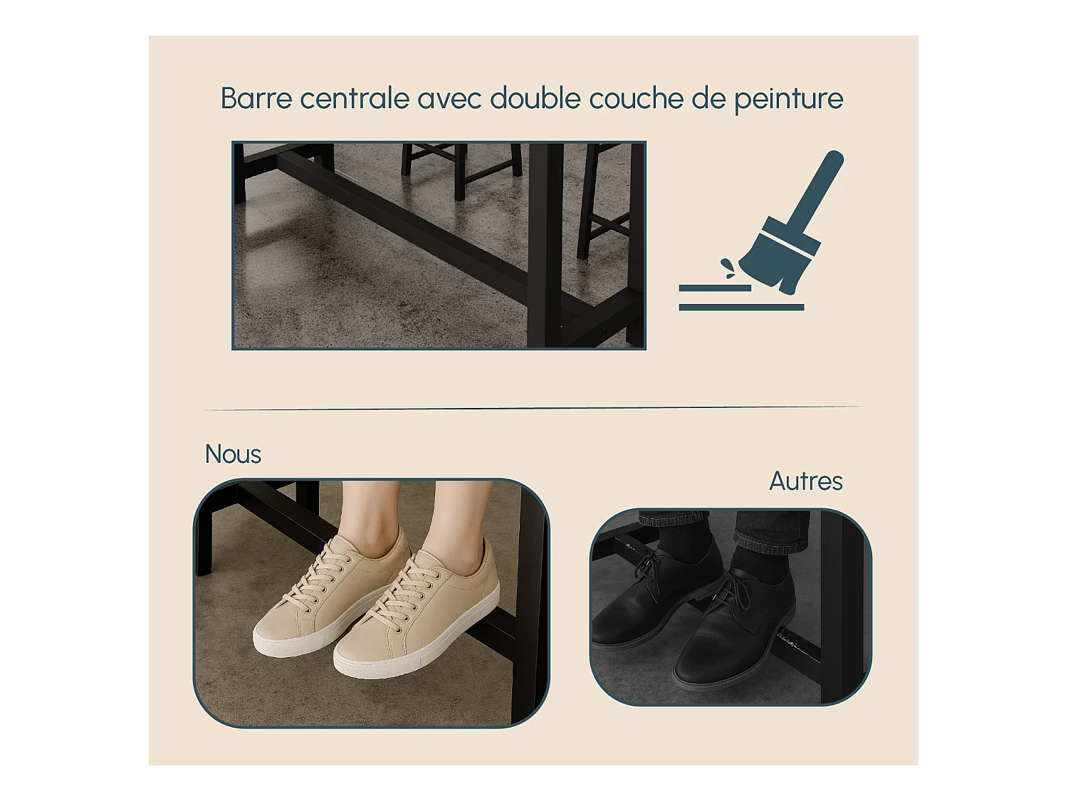 Table haute pour Cuisine Salle à manger en Noir et Sonoma 120x40x100cm Ani