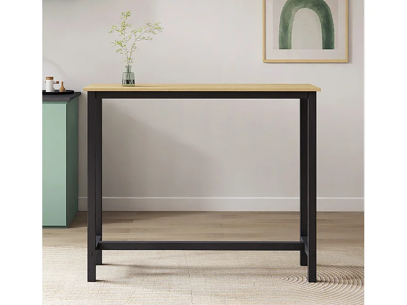 Table haute pour Cuisine Salle à manger en Noir et Sonoma 120x40x100cm Ani