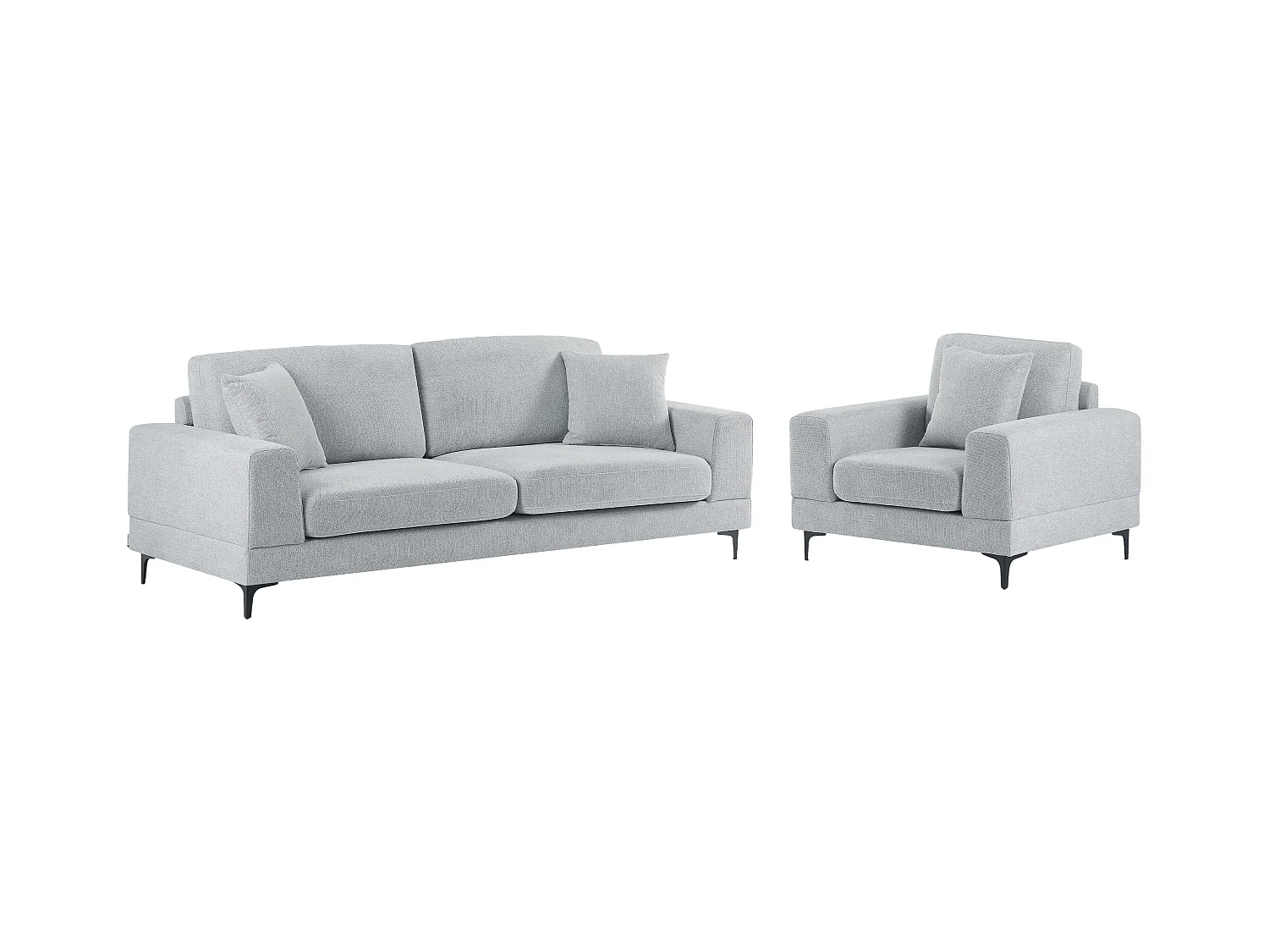 Canapé 3 places et fauteuil en tissu texturé gris clair JAMOLO