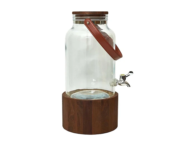 Distributeur à Boisson en Verre Support Bois 6L avec Robinet - PILOA