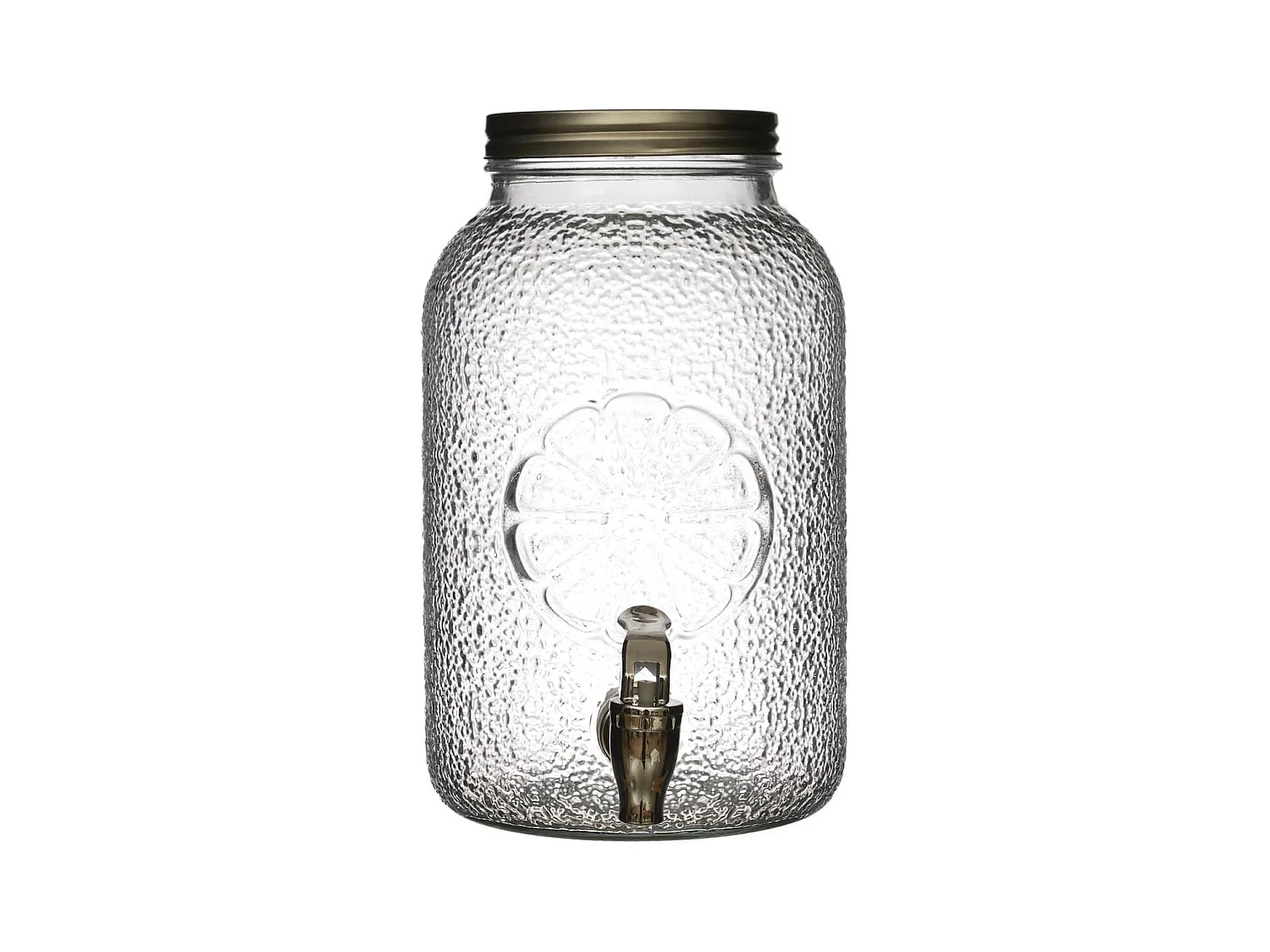 Distributeur à boisson 3,8L en verre décor citron avec robinet