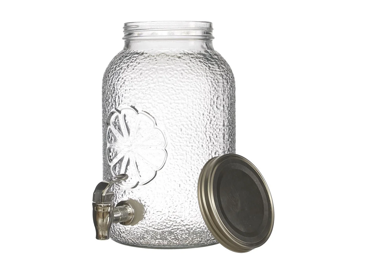 Distributeur à boisson 3,8L en verre décor citron avec robinet