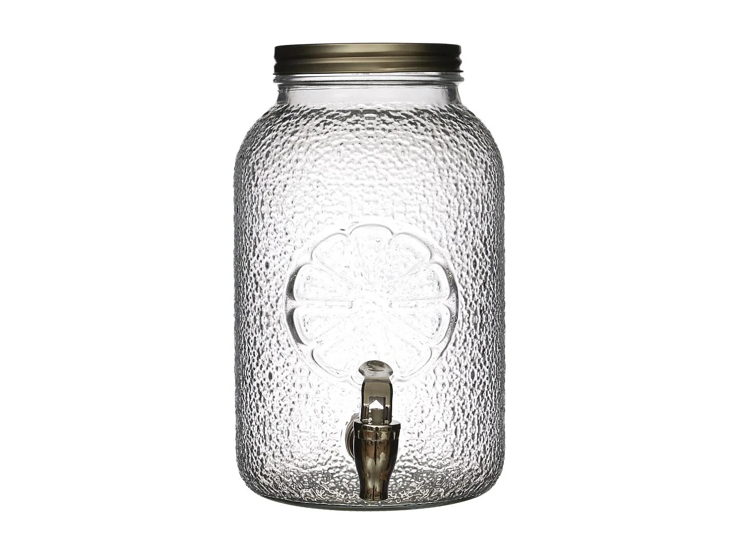 Distributeur à boisson 3,8L en verre décor citron avec robinet