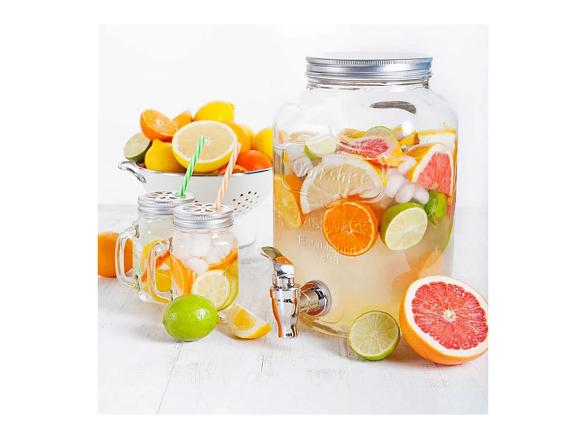 Distributeur à Boisson en Verre 4L avec Robinet - MADAS