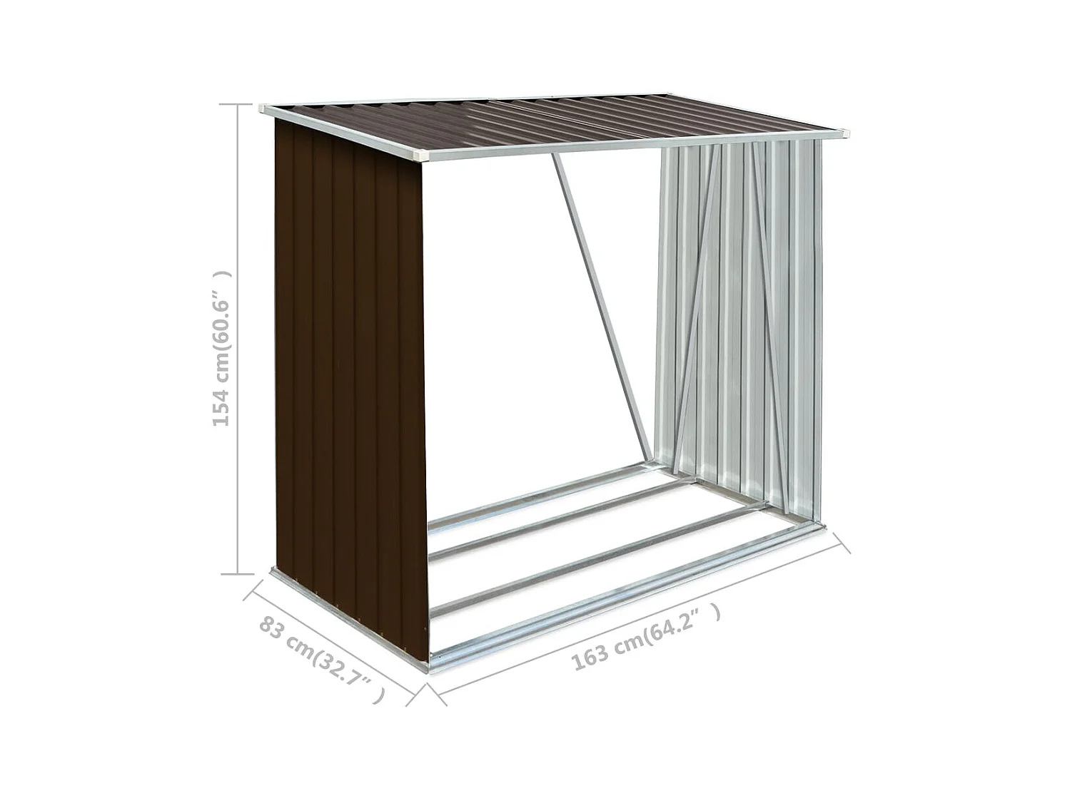 Riley  Abri de stockage de bois Acier galvanisé 163x83x154 cm Marron