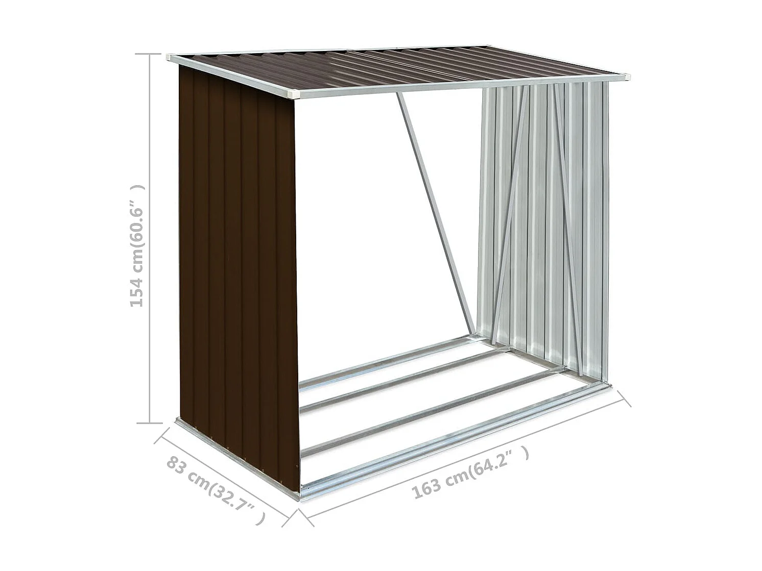 Riley  Abri de stockage de bois Acier galvanisé 163x83x154 cm Marron