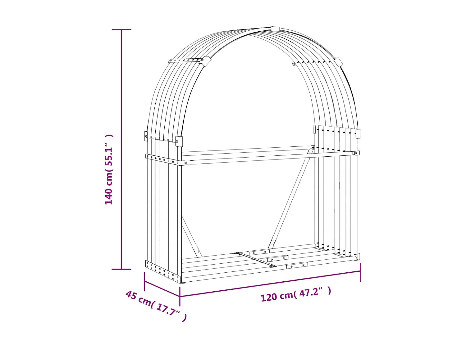 Jilles  Haardhoutopslag 120x45x140 cm gegalvaniseerd staal antraciet