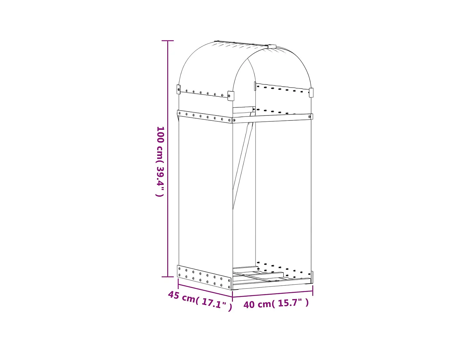 Jilles  Porte-bûches argenté 40x45x100 cm acier galvanisé