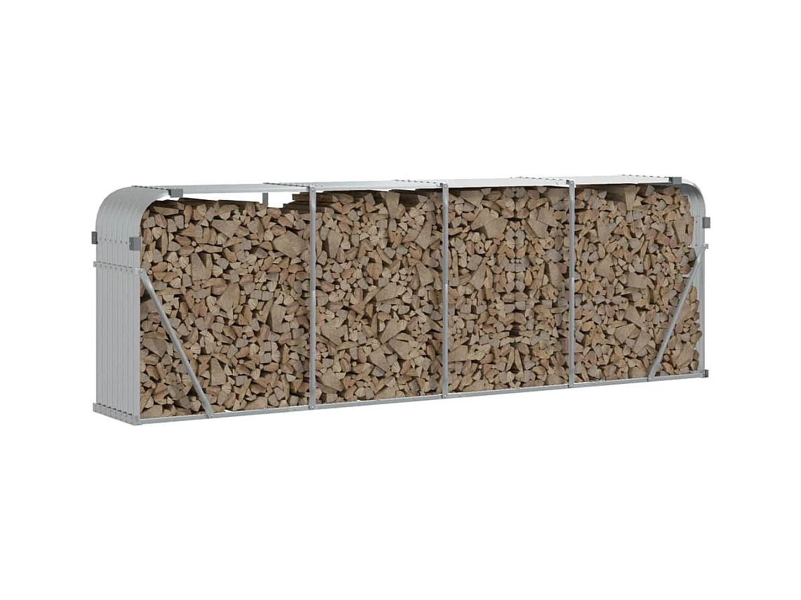 Jilles  Porte-bûches argenté 300x45x100 cm acier galvanisé