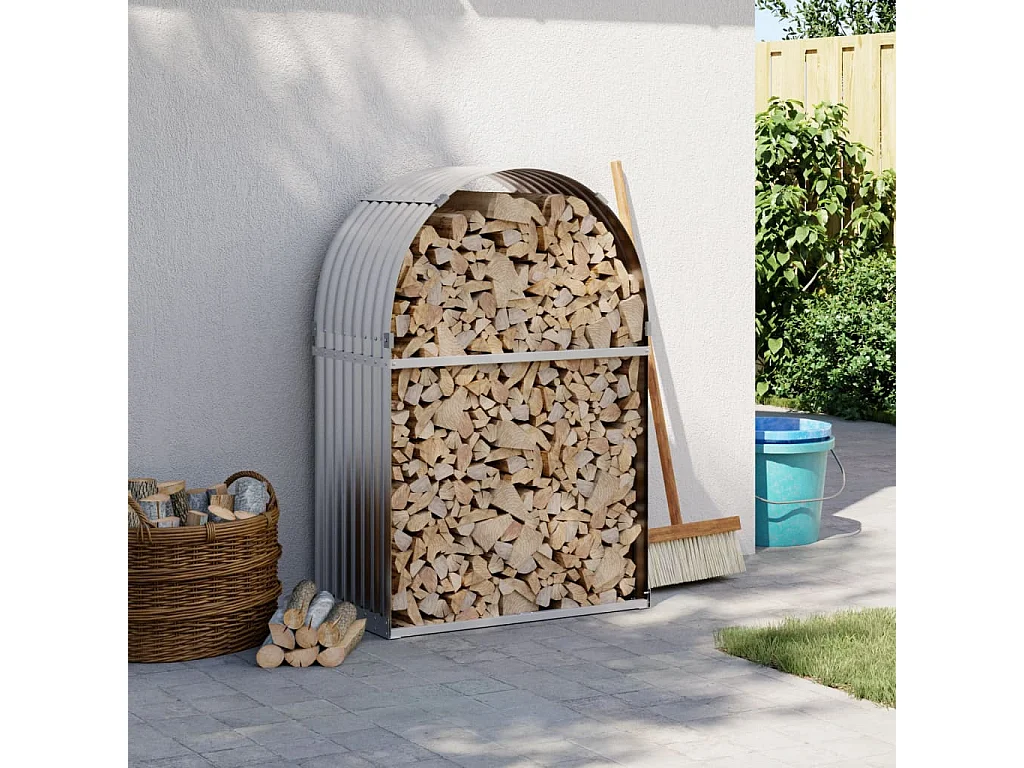 Jilles  Portaceppi Argento 80x45x120 cm in Acciaio Zincato