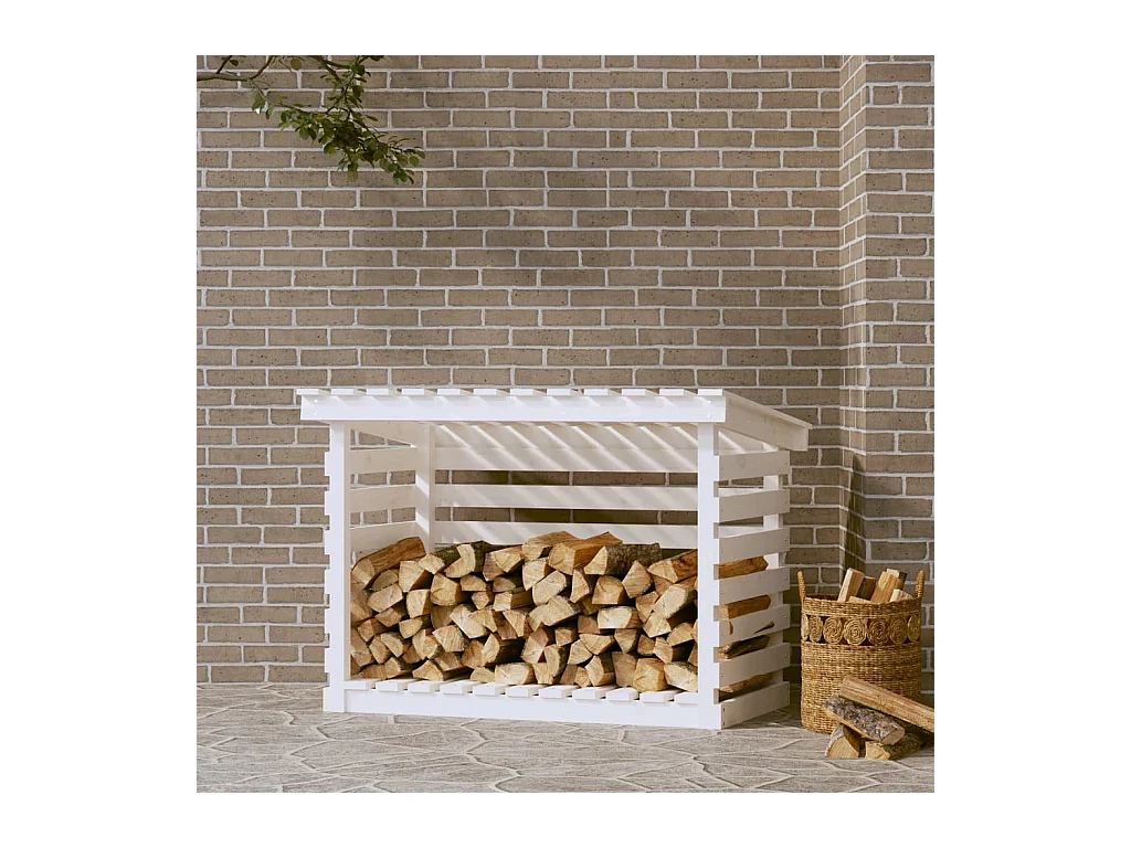 Jaredon  Support pour bois de chauffage Blanc 108x73x79 cm Bois de pin