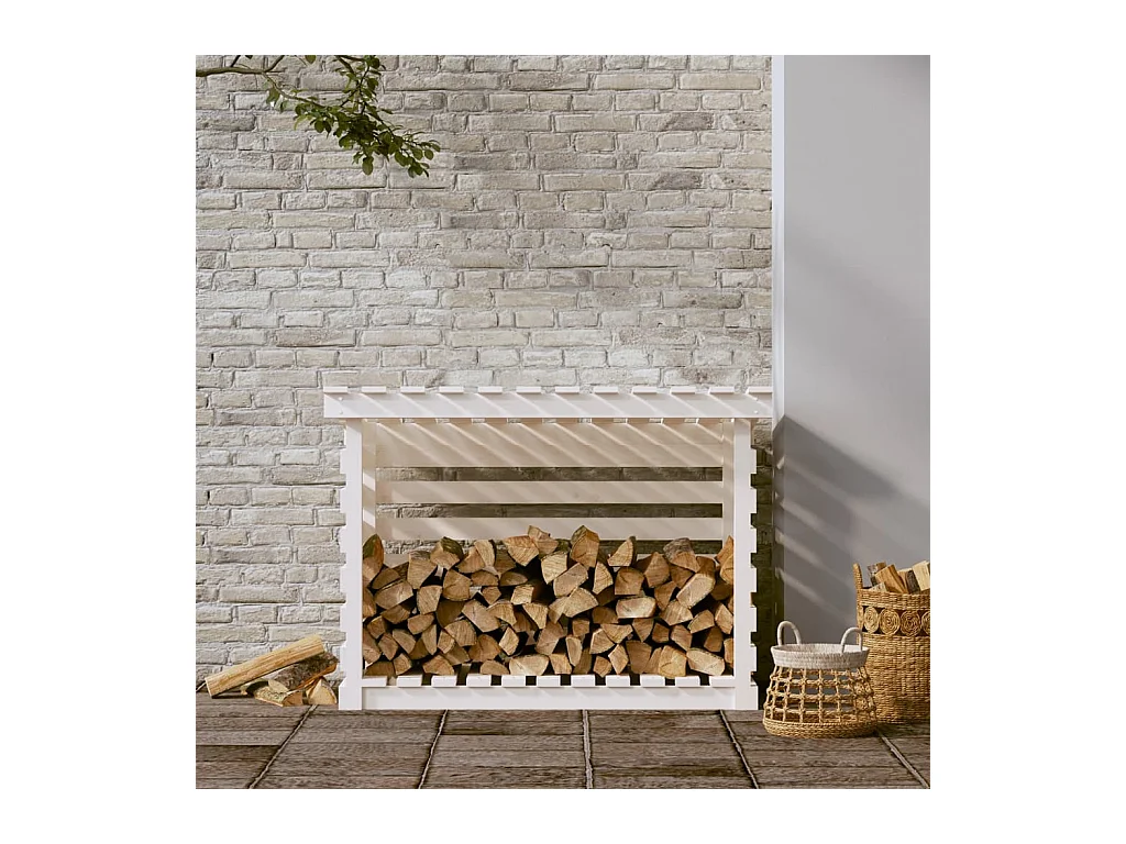 Jaredon  Support pour bois de chauffage Blanc 108x73x79 cm Bois de pin