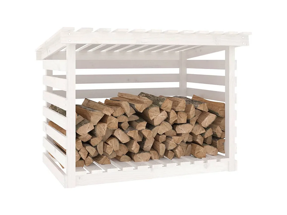 Jaredon  Support pour bois de chauffage Blanc 108x73x79 cm Bois de pin