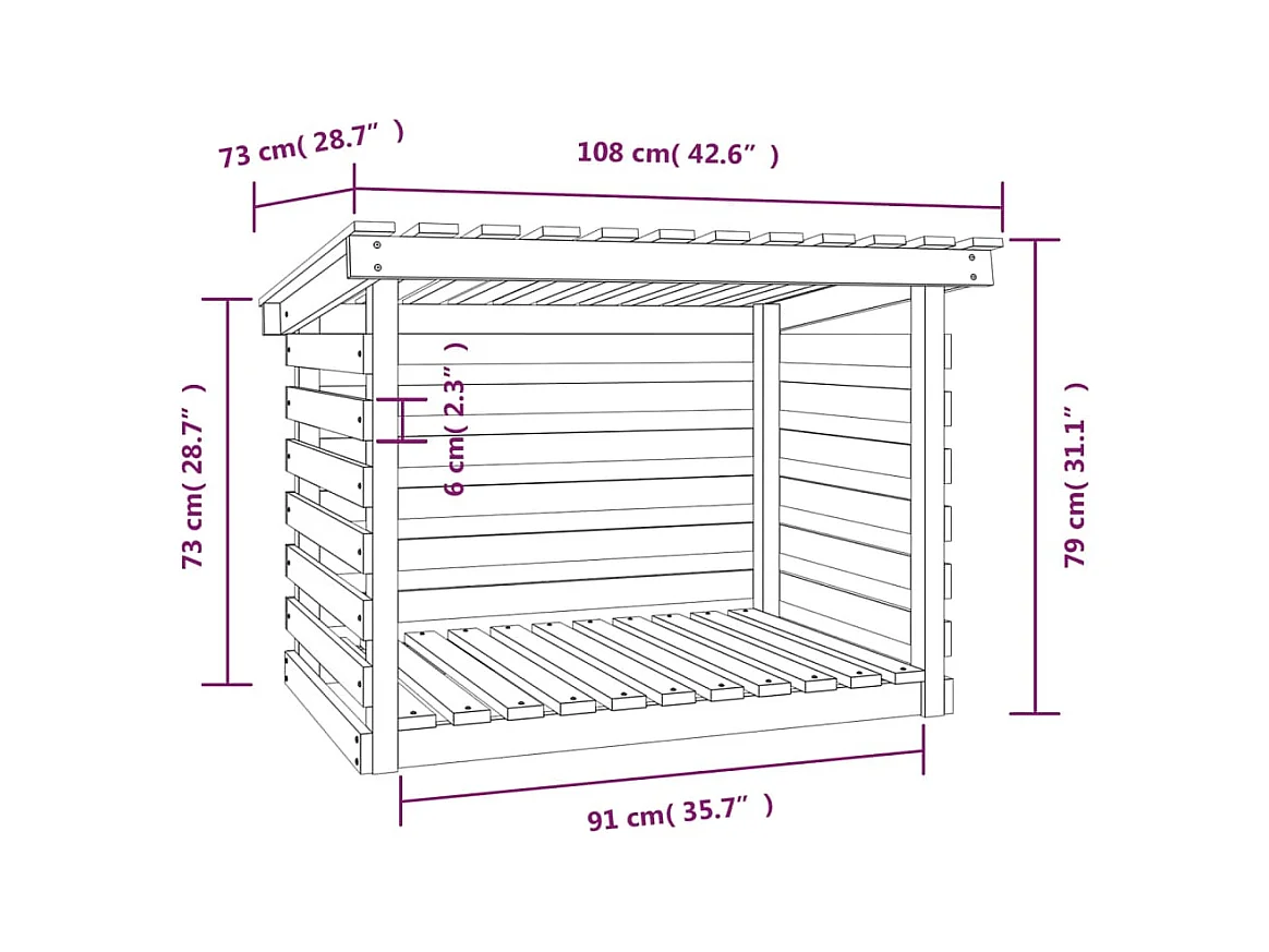 Jaredon  Support pour bois de chauffage Blanc 108x73x79 cm Bois de pin