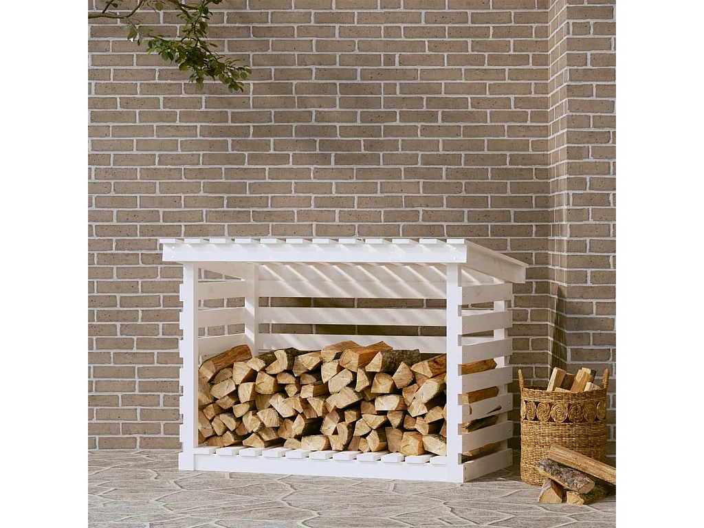 Jaredon  Kaminholzregal Weiß 108x73x79 cm Massivholz Kiefer