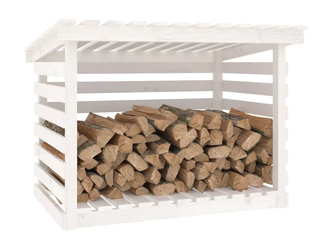 Jaredon  Kaminholzregal Weiß 108x73x79 cm Massivholz Kiefer