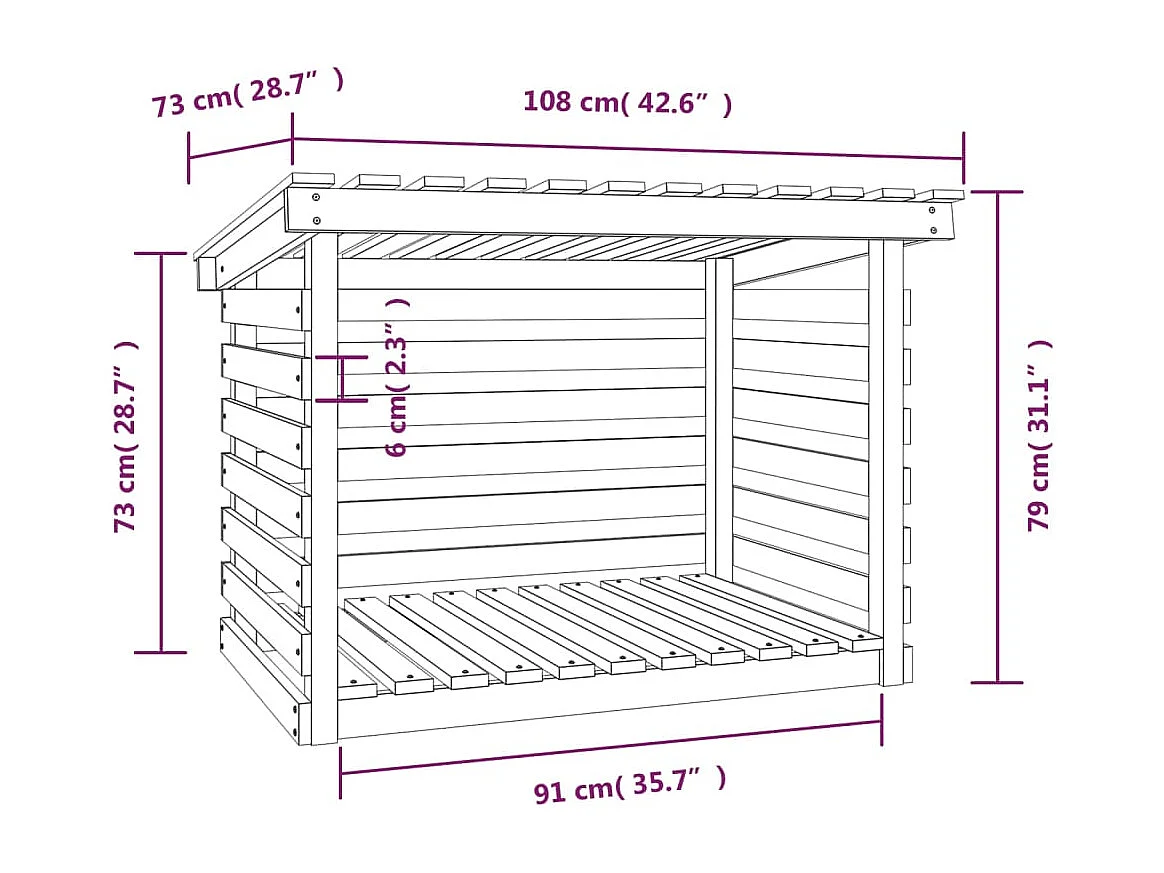 Jaredon  Kaminholzregal Weiß 108x73x79 cm Massivholz Kiefer