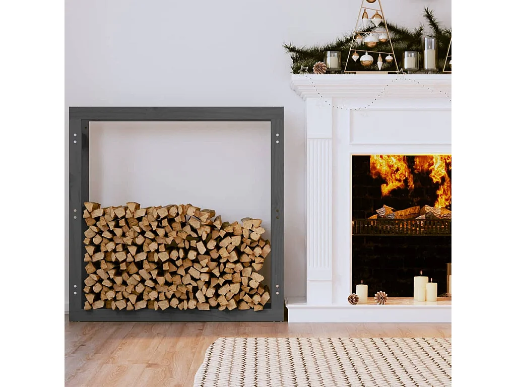 Riemst  Kaminholzregal Grau 100x25x100 cm Massivholz Kiefer