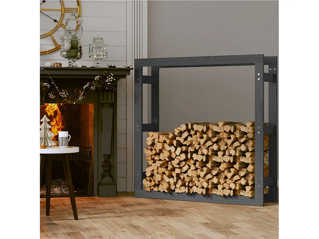 Riemst  Kaminholzregal Grau 100x25x100 cm Massivholz Kiefer