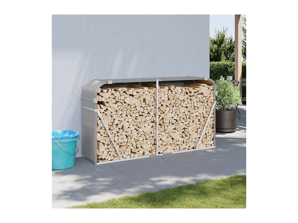 Jilles  Kaminholzunterstand Hellgrau 180x45x100 cm Verzinkter Stahl