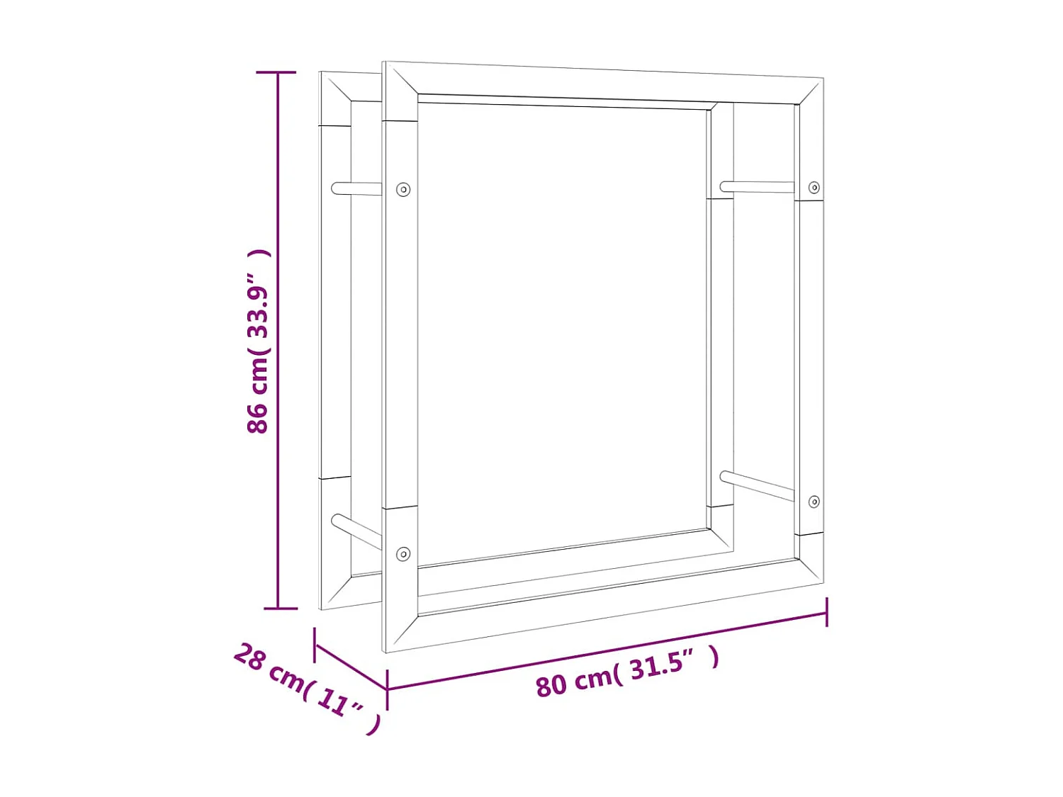 Nichelino  Portalegna 80x28x86 cm in Acciaio Inossidabile