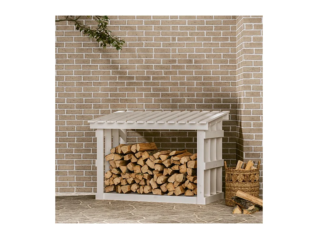Giarre  Support pour bois de chauffage Blanc 108x64,5x77 cm Bois de pin