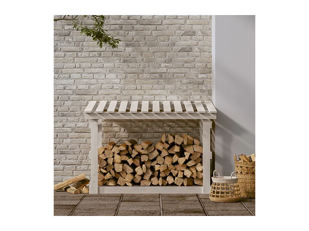 Giarre  Support pour bois de chauffage Blanc 108x64,5x77 cm Bois de pin