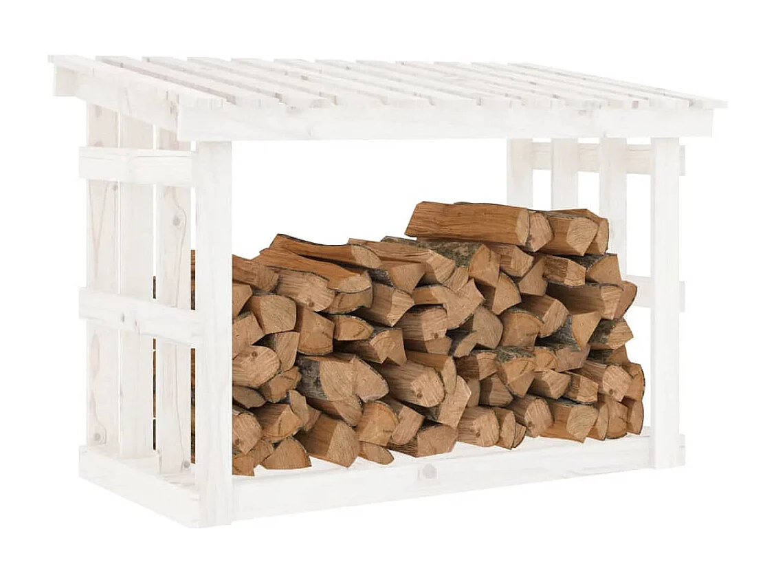 Giarre  Kaminholzregal Weiß 108x64,5x77 cm Massivholz Kiefer