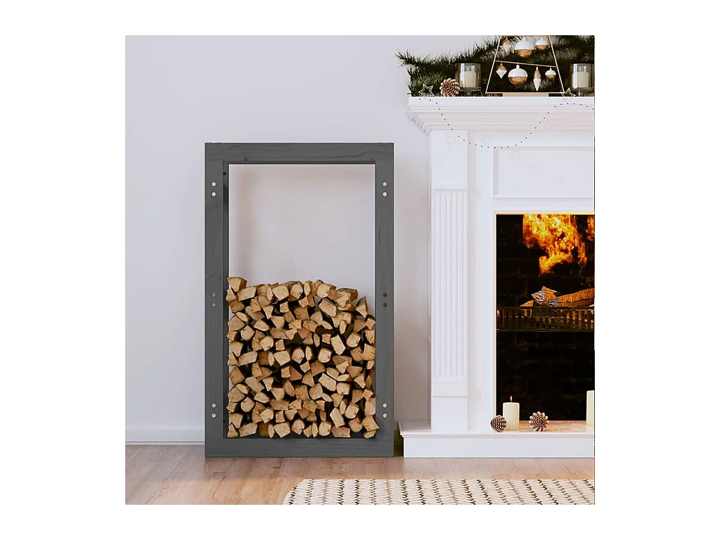 Riemst  Kaminholzregal Grau 60x25x100 cm Massivholz Kiefer