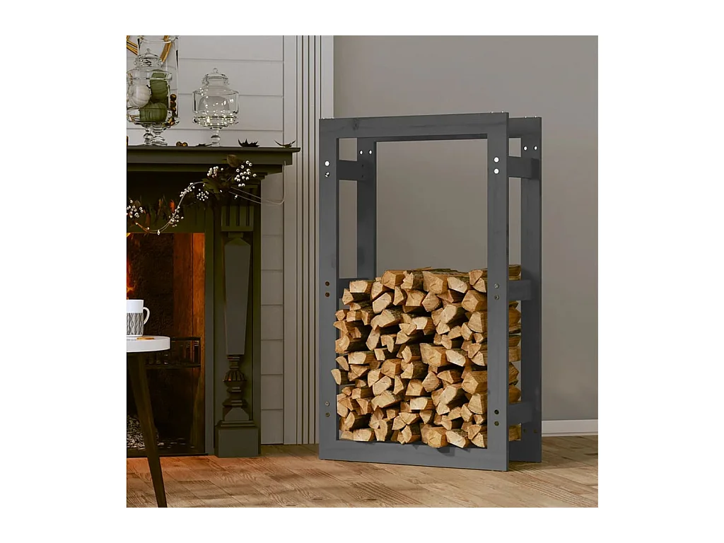 Riemst  Kaminholzregal Grau 60x25x100 cm Massivholz Kiefer