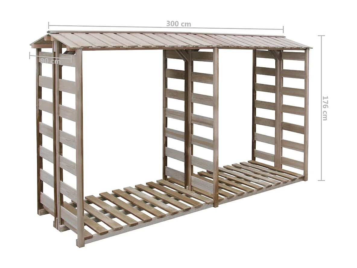 Novi  Deposito per Legname Capanno 300x90x176 cm in Pino Impregnato