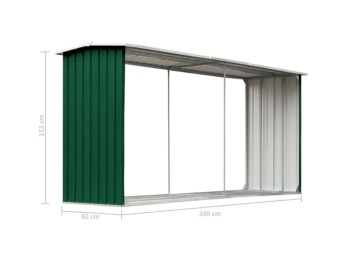 Grydel  Brennholzlager Verzinkter Stahl 330 x 92 x 153 cm Grün