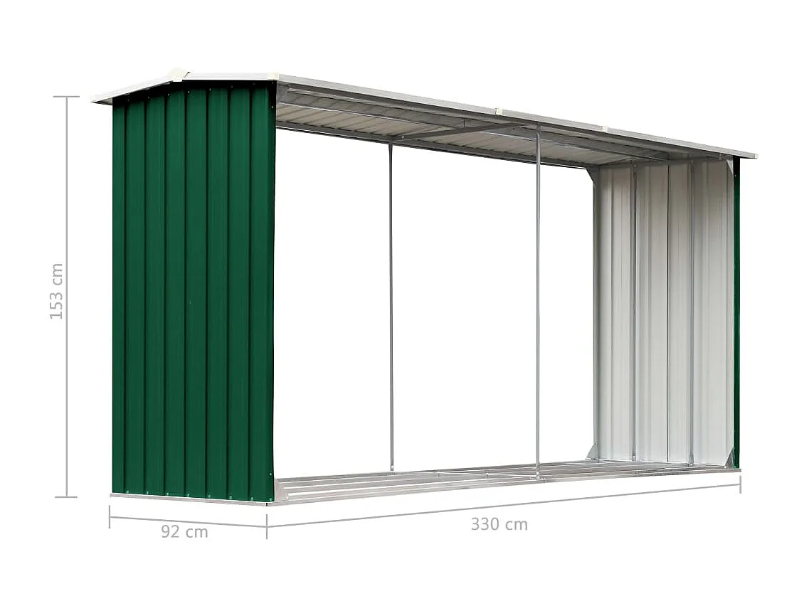 Grydel  Brennholzlager Verzinkter Stahl 330 x 92 x 153 cm Grün