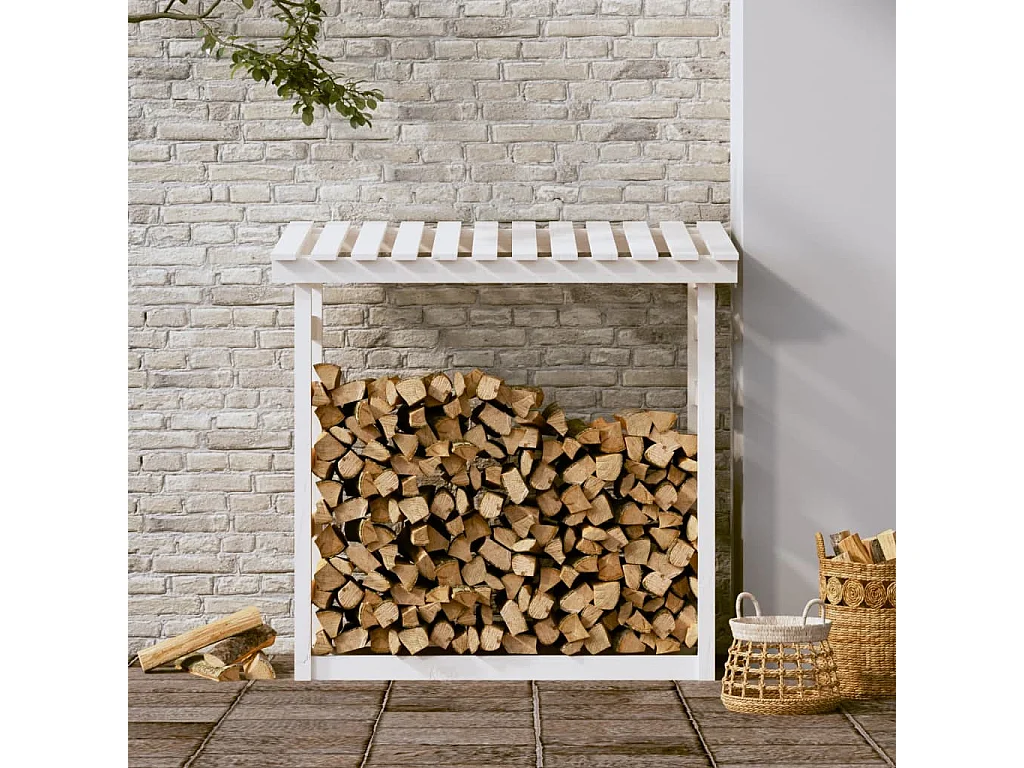 Xarlen  Haardhoutrek 108x64,5x110 cm massief grenenhout wit