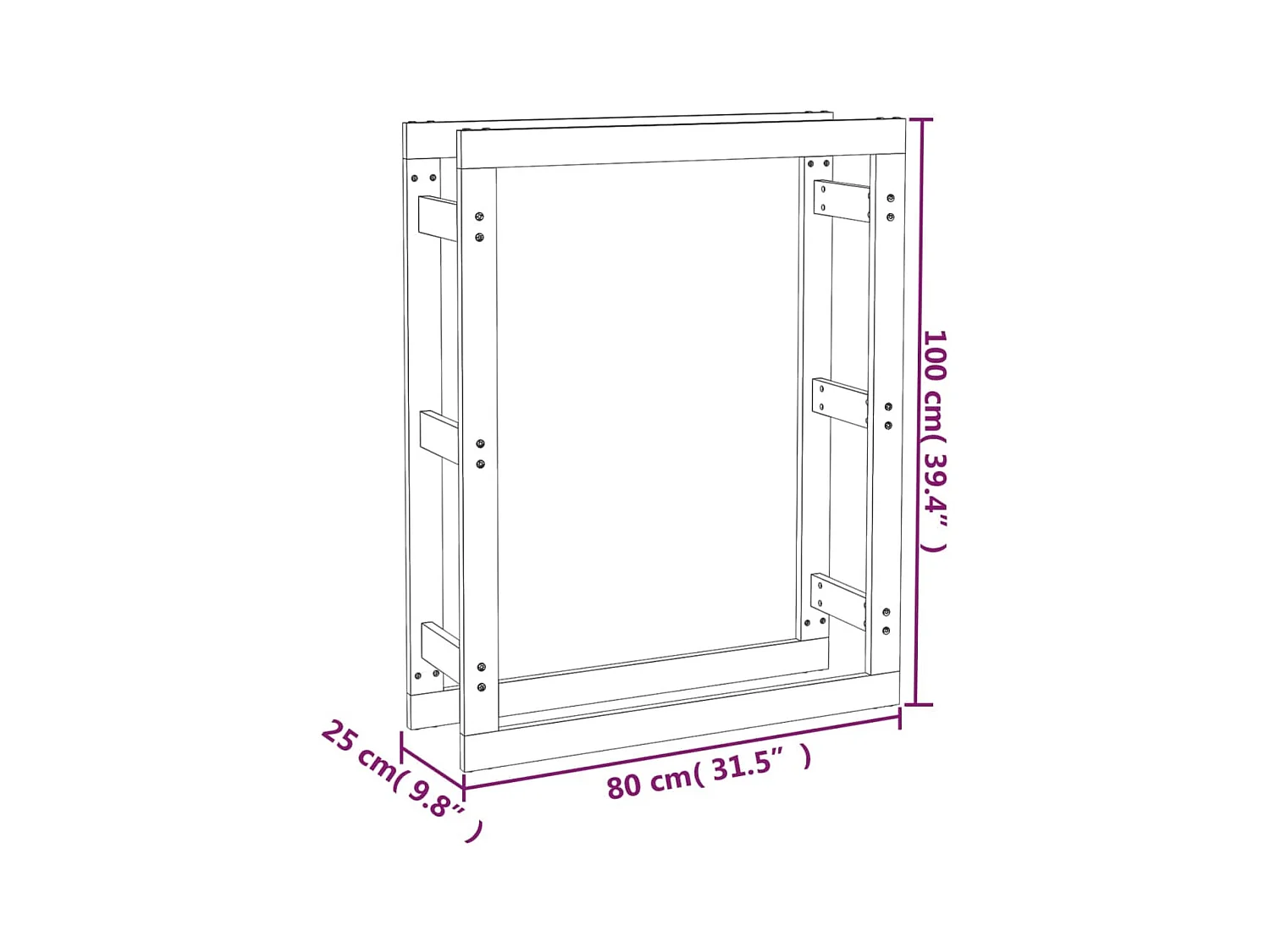 Riemst  Support pour bois de chauffage Gris 80x25x100 cm Bois de pin