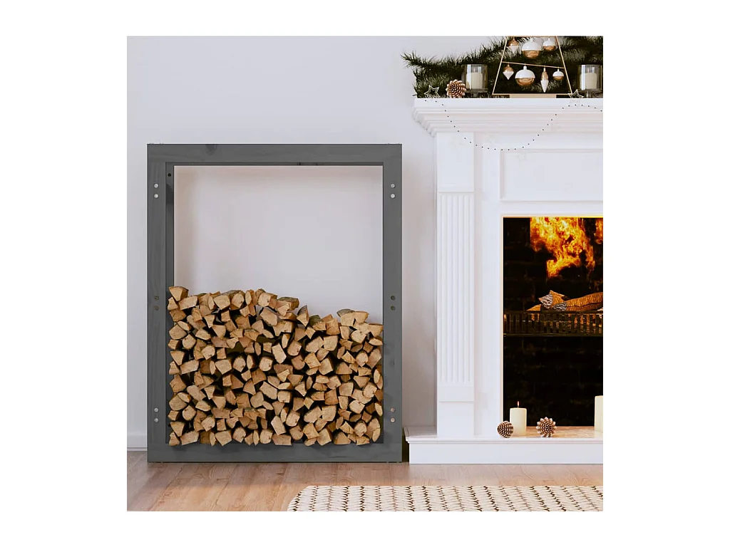 Riemst  Kaminholzregal Grau 80x25x100 cm Massivholz Kiefer
