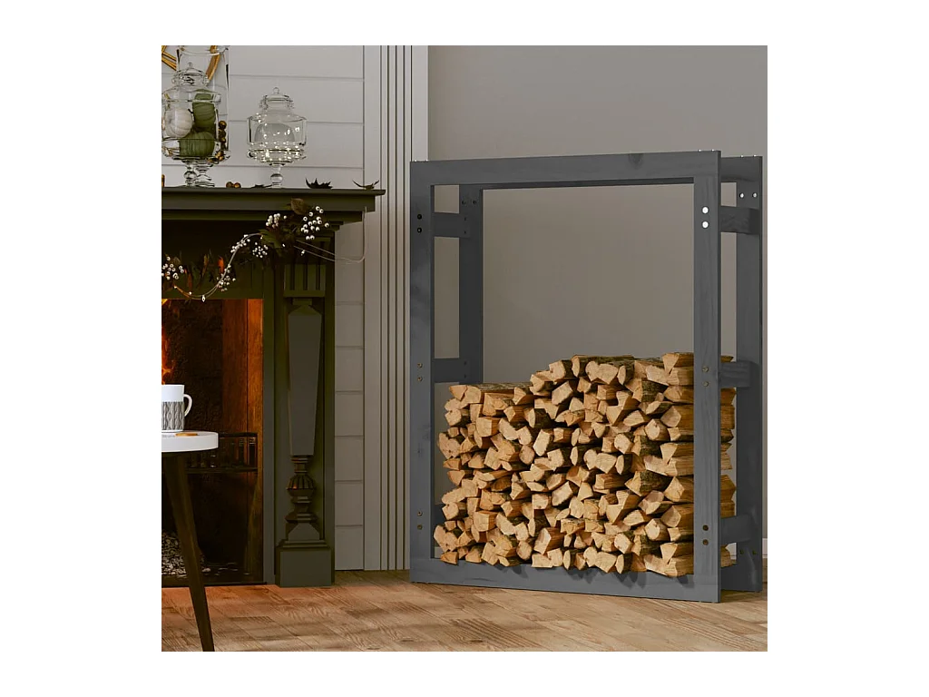 Riemst  Kaminholzregal Grau 80x25x100 cm Massivholz Kiefer