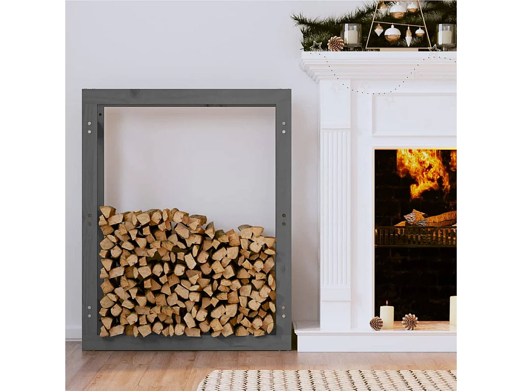 Riemst  Portalegna Grigio 80x25x100 cm in Legno Massello di Pino