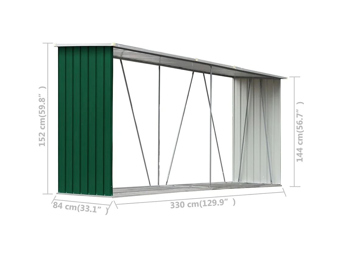 Aulnay-sous-Bois  Brennholzlager Verzinkter Stahl 330x84x152 cm Grün