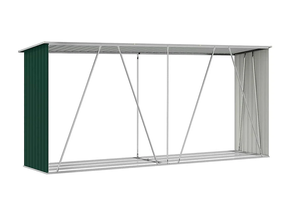 Aulnay-sous-Bois  Abri de stockage de bois Acier galvanisé 330x84x152 cm Vert