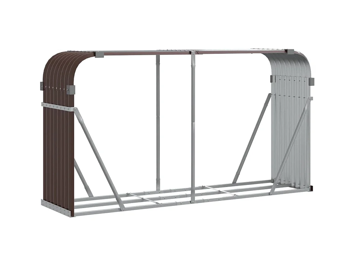 Jilles  Porte-bûches marron 180x45x100 cm acier galvanisé